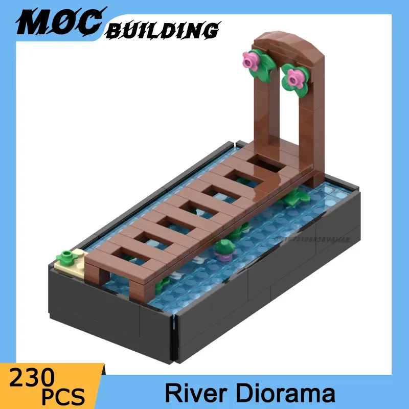 

DIY City Street View 3D River Diorama Building Blocks Bridge Archway Plant Scenery DIY Assembled Bricks Toys Kids Holiday Gifts