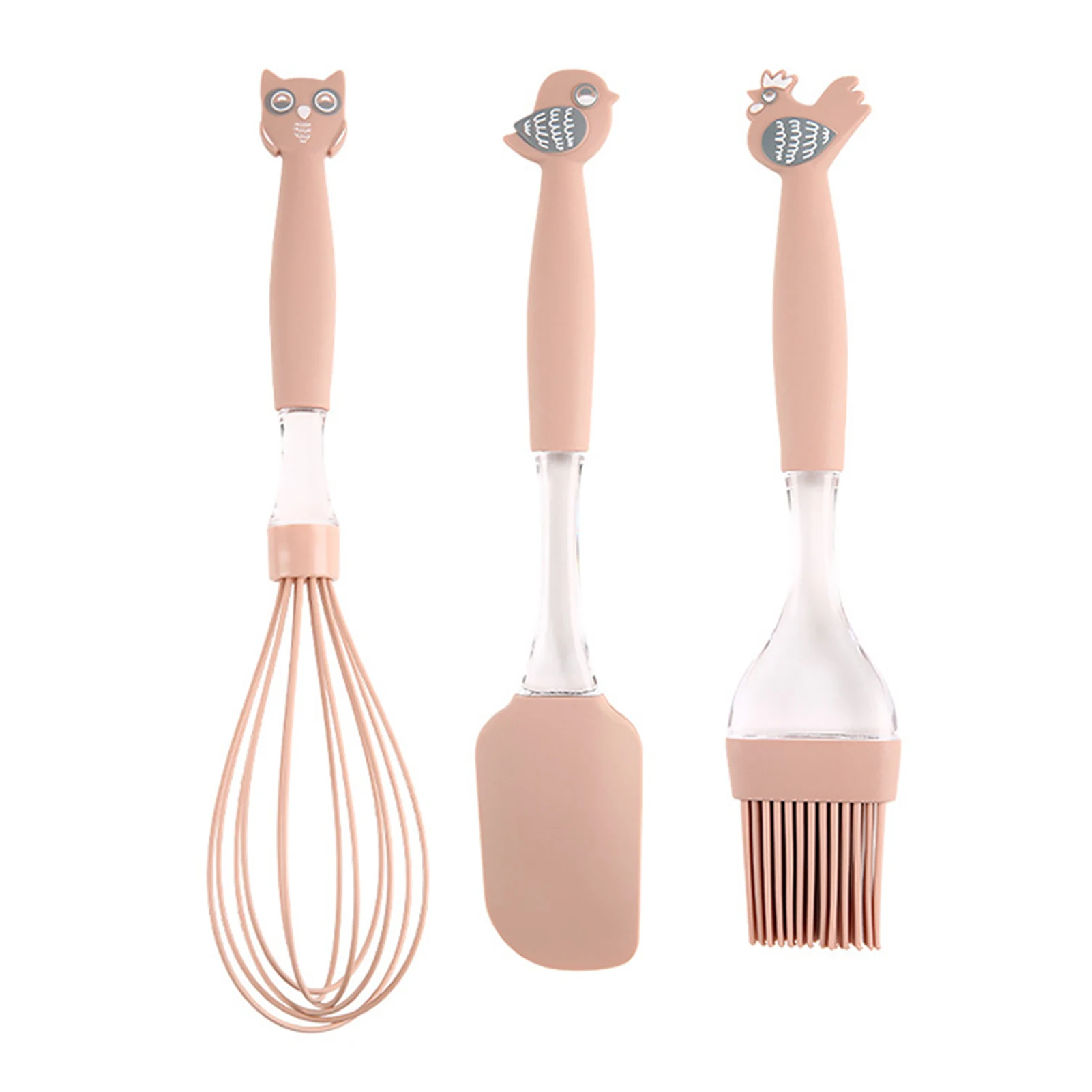 

3pcs Non Stick Kitchen For Basting Cooking Pastry Brush Set Beater Silicone Spatula Easy Clean Mixing Baking Cakes Camping