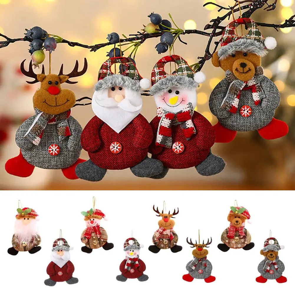 

Christmas Plush Doll Pendant Santa Claus Elk Bear Small Bell Merry Christmas Xmas Backpack Car Hanging Decoration Gifts For L7J4