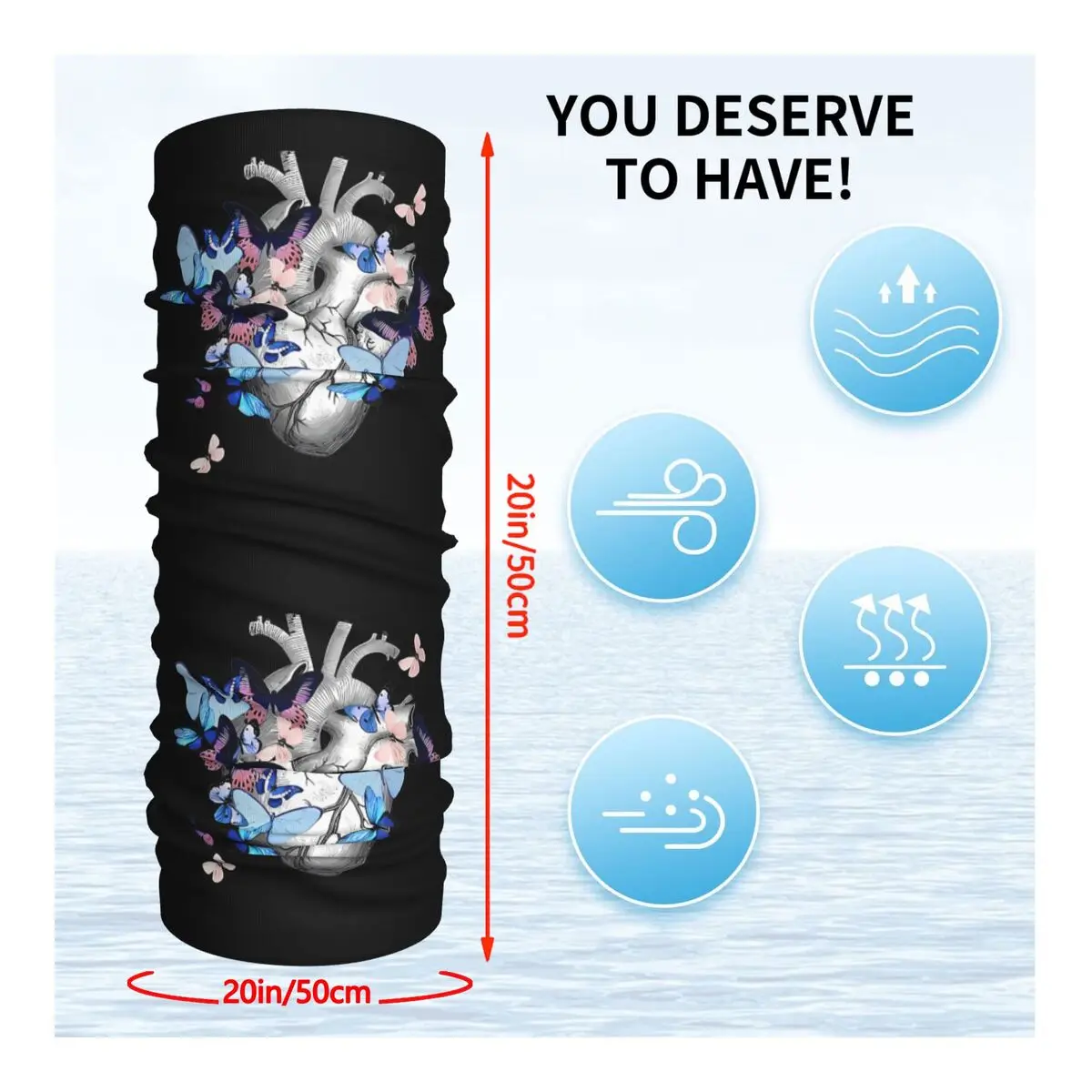 Шейный платок из полиэстера с изображением сердца