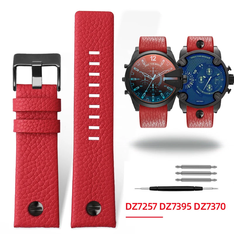 

Litchi wristband for Diesel Leather watch band men's DZ7395 DZ7370 DZ7257 red watch strap 20mm 22mm 24mm 26mm 28mm 30mm Bracelet