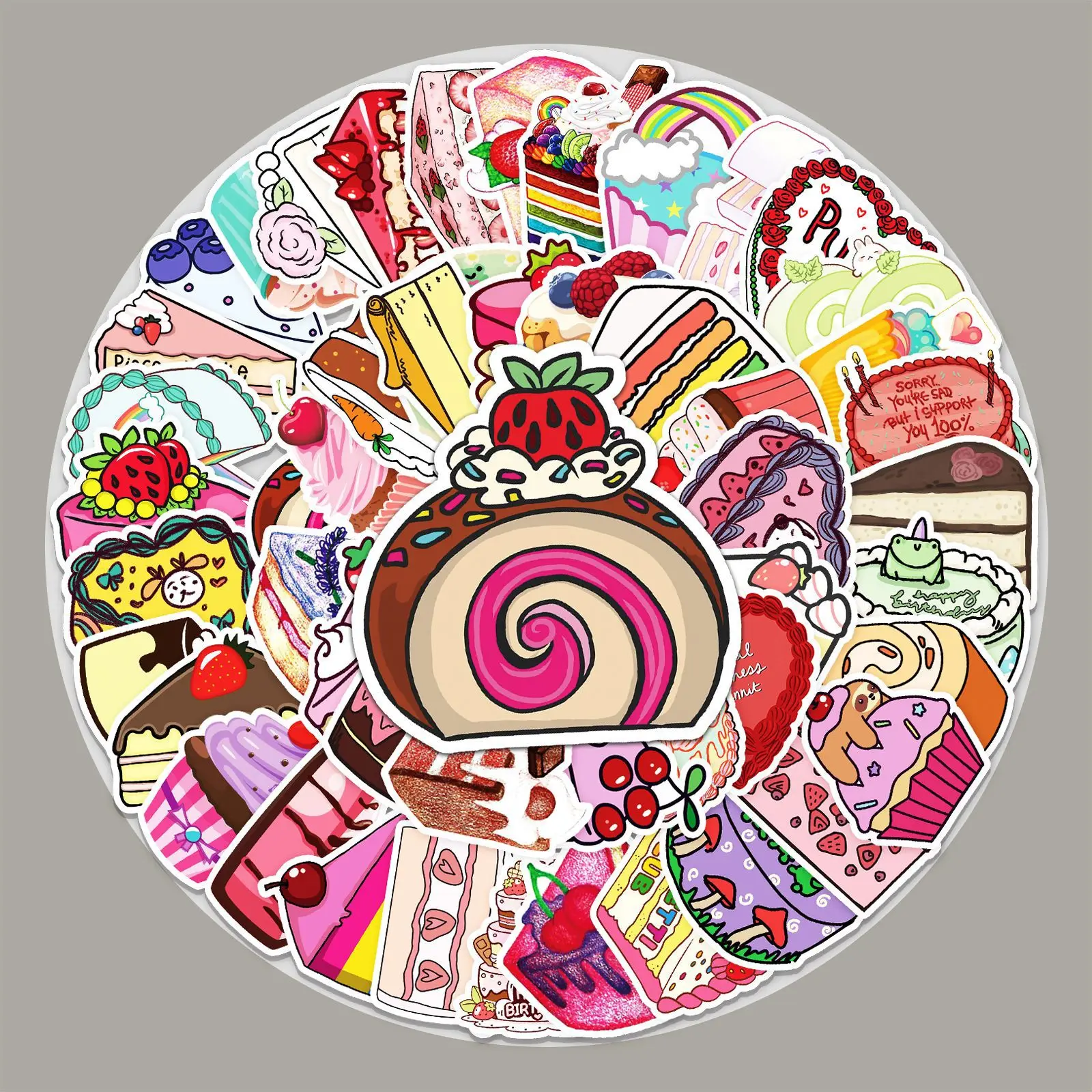 

50 Cake Graffiti Stickers Cartoon Small Fresh Food Handbook Stickers DIY Stickers Moto Scrapbooking DIY Lable Kawaii Deco