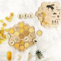 montessori bee growth cycle science teaching aids wooden bee jigsaw honeycomb animal learning baby toys beehive life cycle board