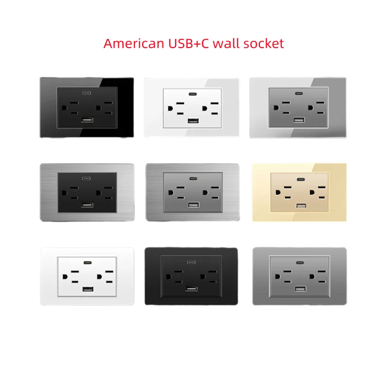 

American Standard Type-c USB 18W Quick Charger Power Outlet, Electric 15A Outlet Adapter, US Plug USB C Wall Socket AC110V-250V
