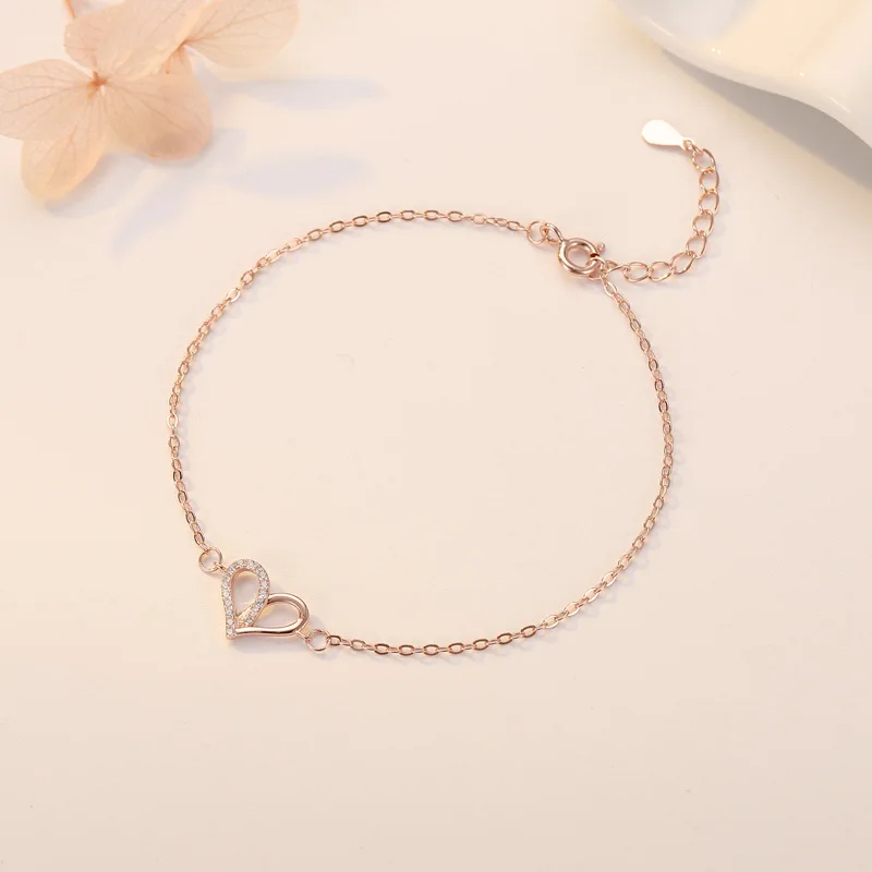 Браслет с сердцем из чистого серебра пробы |