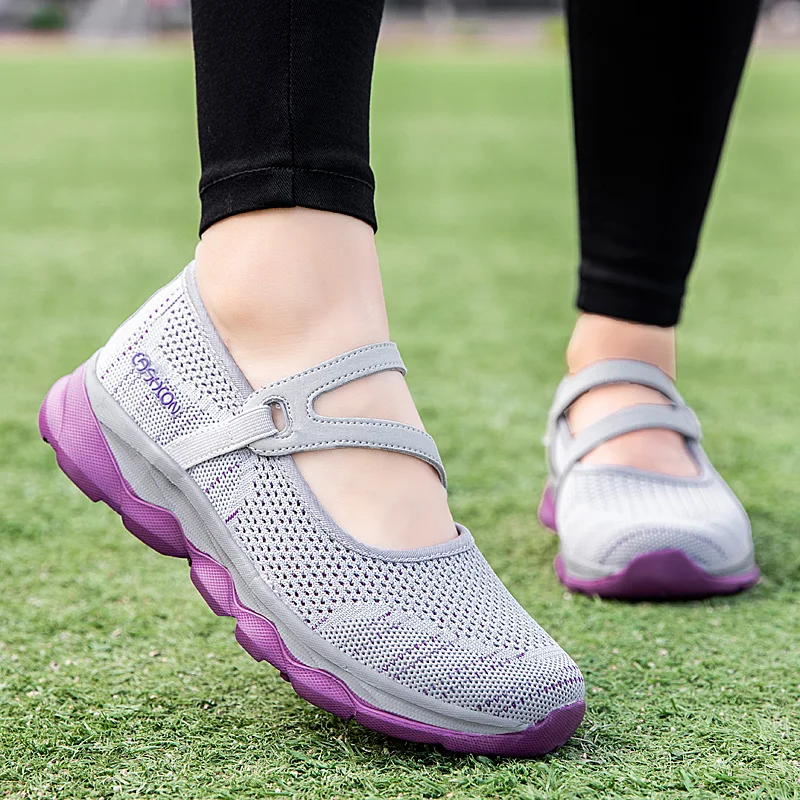 Shoes Women Sneakers Mesh Soft Breathable Shoes Walking Casual Shoes Slip-on Flat Footwear Size 36-41