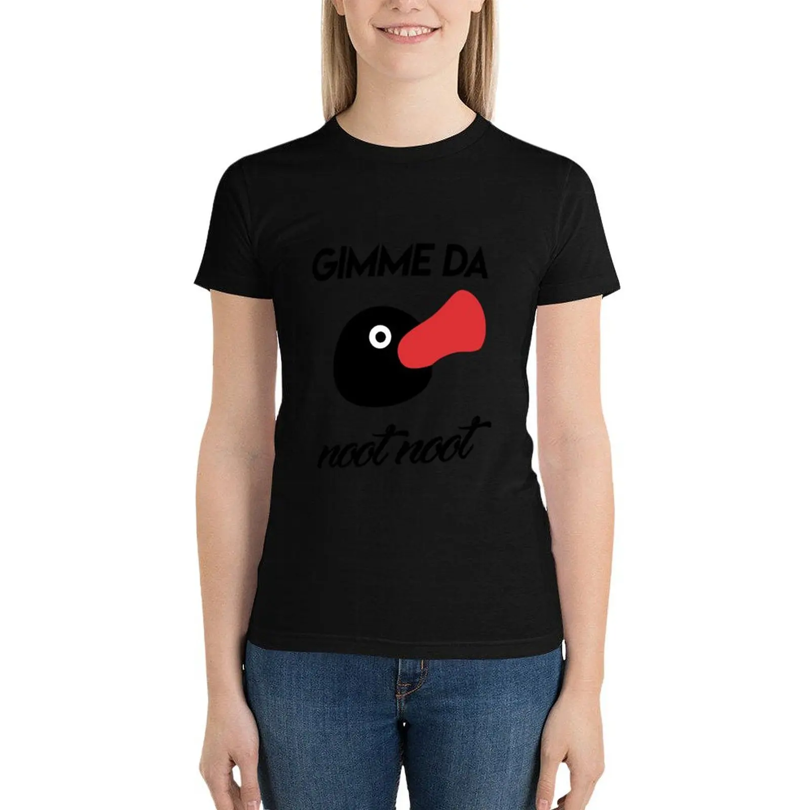 Женская хлопковая Футболка Gimme da noot-Pingu забавная летняя одежда