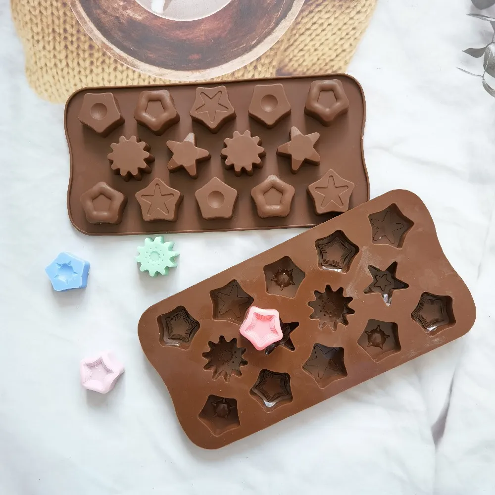 

five-pointed star silicone ice tray DIY handmade candy chocolate mold three-dimensional fondant baking shape