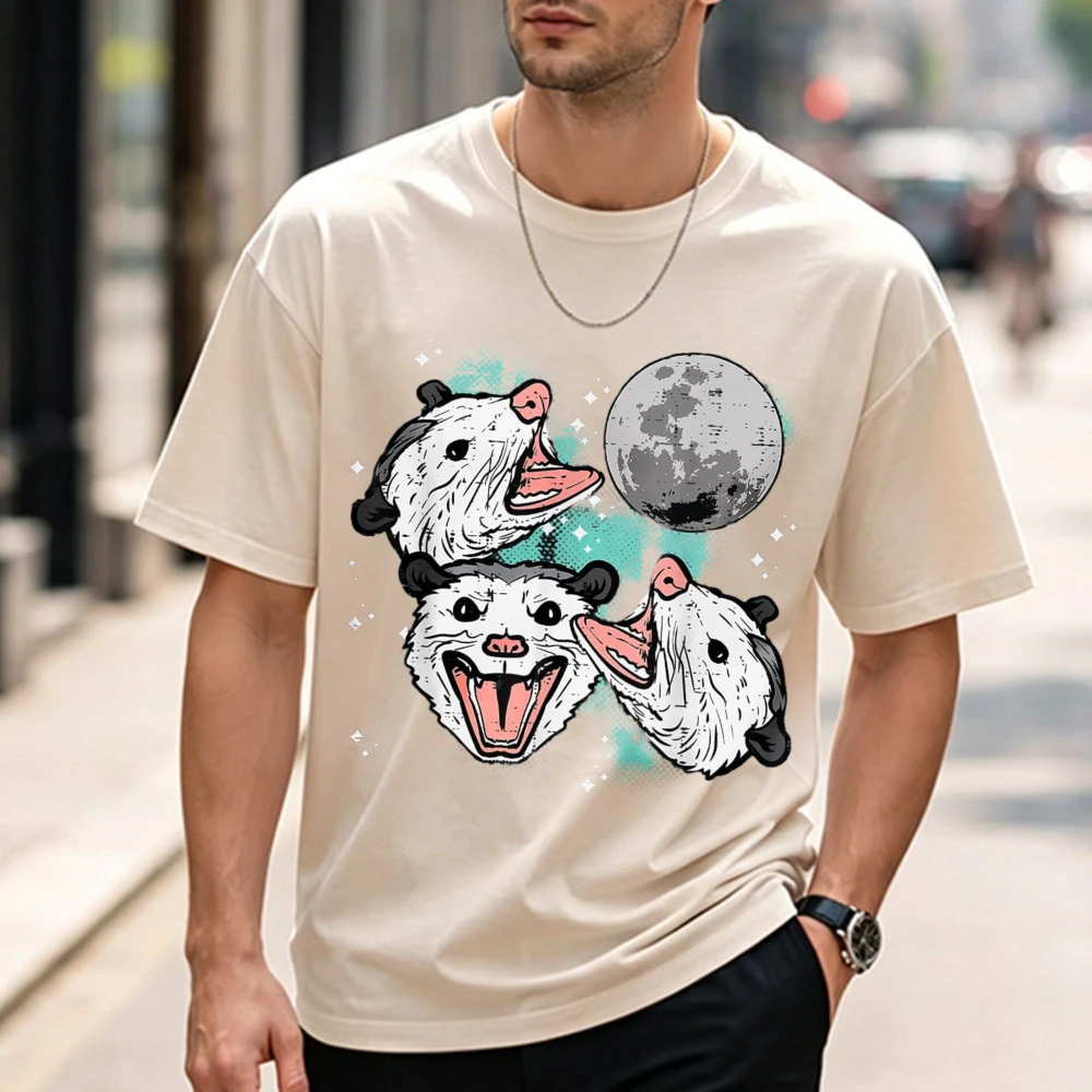Фото Футболка с изображением оpossums Face Moon Possum Head для мужчин, женщин, мальчиков и девочек, забавная футболка для активного отдыха, высококачественная хлопковая футболка с короткими рукавами, уличная одежда унисекс №2