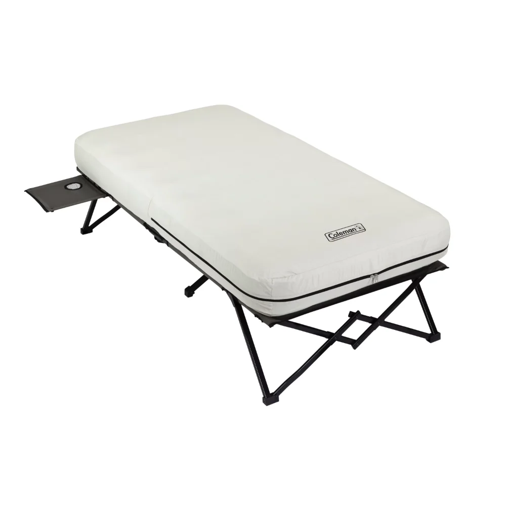 Coleman Camping Cot with Side Tables, Air Mattress & Battery
