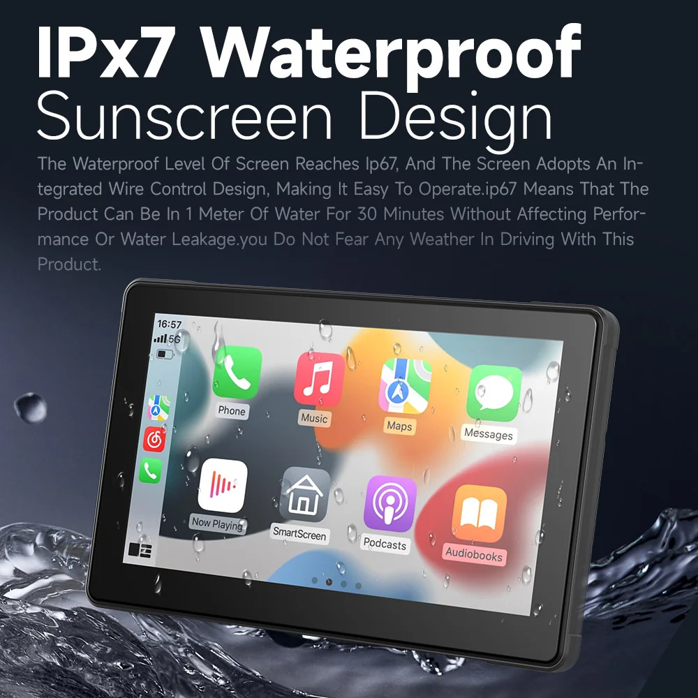 JIUYIN IPX7 Водонепроницаемый 7-дюймовый мотоциклетный портативный навигационный