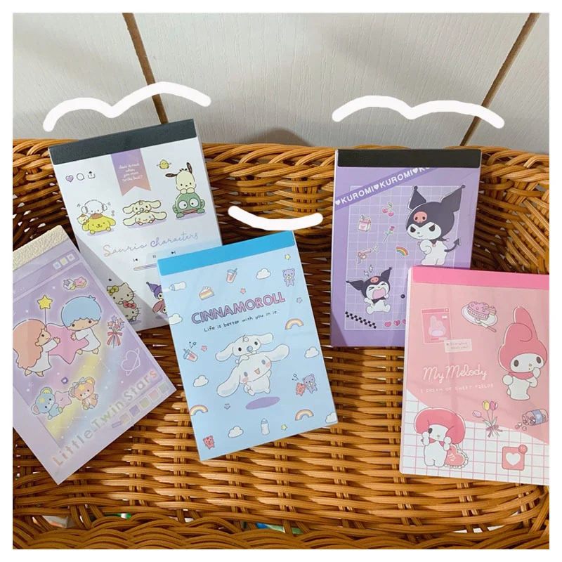 

Sanrioed Anime My Melody Cinnamoroll Kuromi Cute Creative Mini Notebook Tearable Message Book Kawaii Portable Notepad Kids Gifts