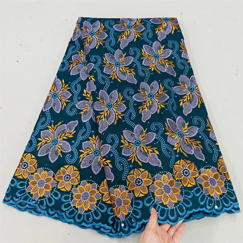 

5 Yards African Swiss Voile Lace Fabric Embroidery Lace Trim High Quality African Dry 100% Cotton Lace Fabric For Wedding HL8294