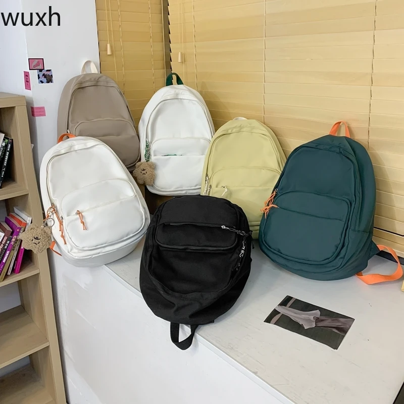 Простой модный нейтральный студенческий рюкзак однотонная Вместительная