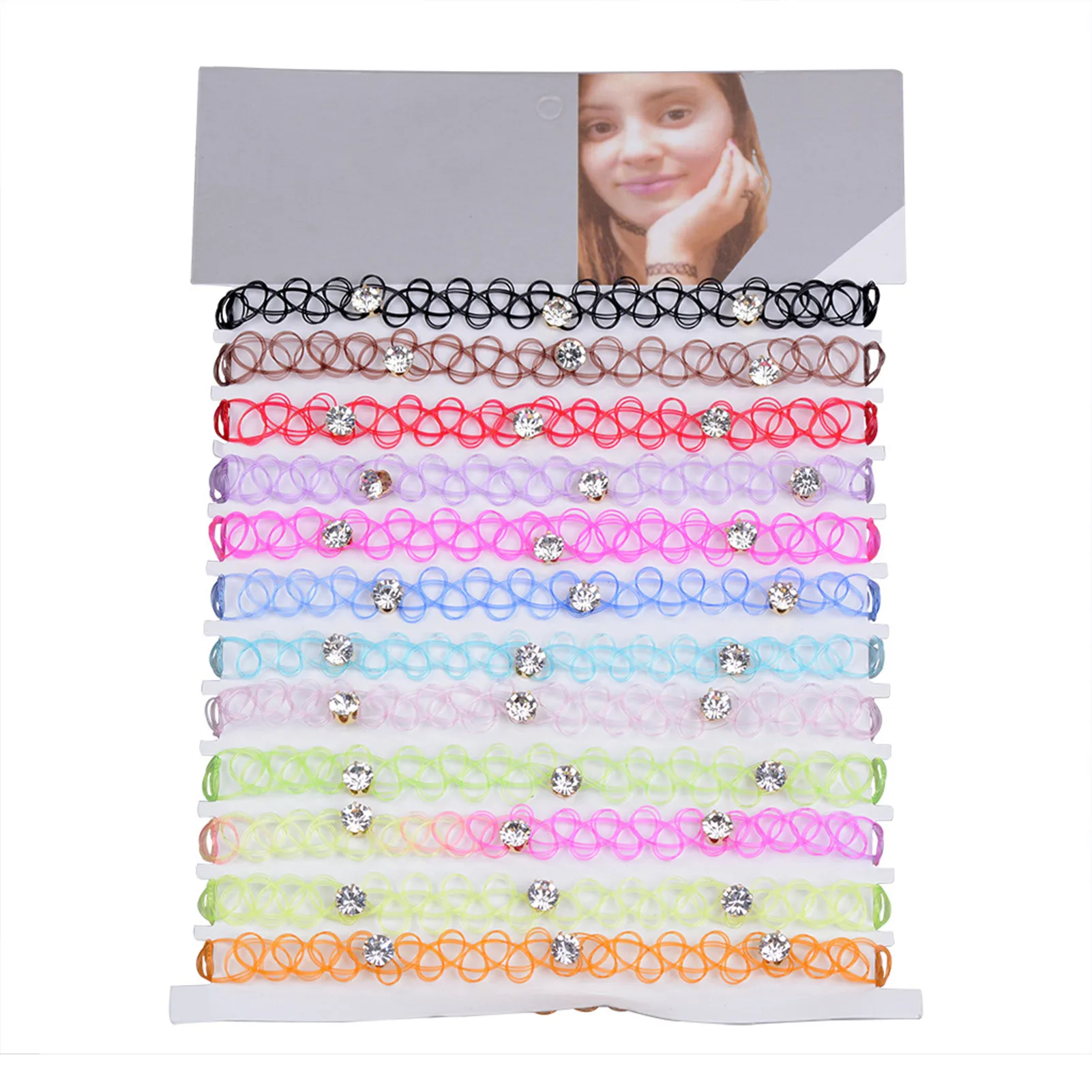 

12pcs/lot New Collares Vintage Stretch Tattoo Choker Necklaces Fashion Chokers For Girl Charm Elastic Necklace Female Wedding