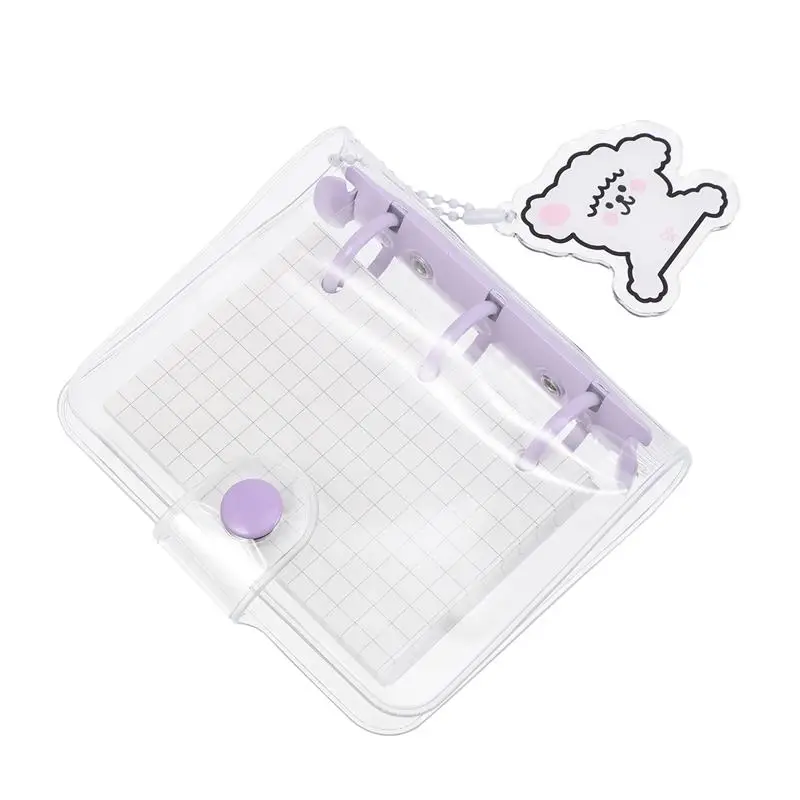 

1 компл. Мини Прозрачная Обложка для бумаги с 3 кольцами, застежка на пуговицы, свободный лист, блокнот, сделай сам, альбом для скрапбукинга