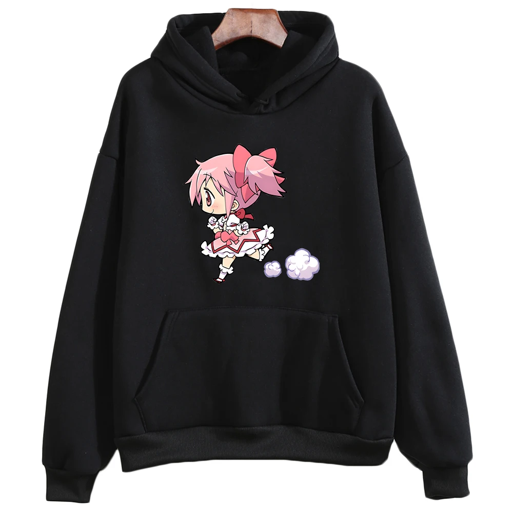 

Puella Magi Madoka Magica Hoodies Japanese Anime Cartoon Print Sweatshirt for Girls Kawaii Graphic Clothes Long Sleeve Women Top