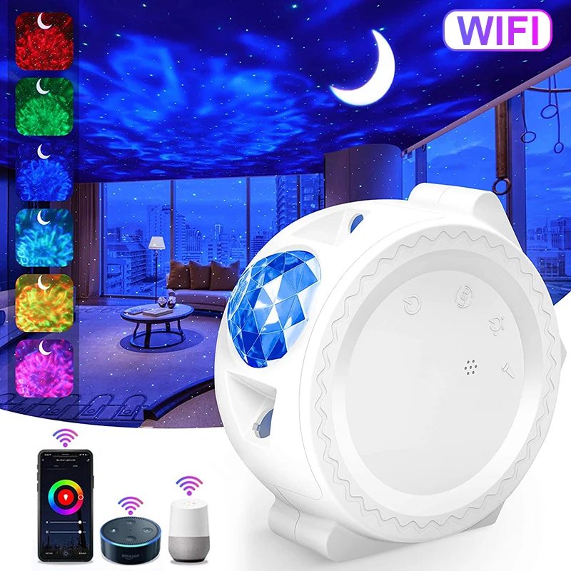 Zk20  Galaxy Projector Smart Starry Sky Projector Night Light Ocean Voice Music Control Lamp For Kid Gift Smart Life led lamp