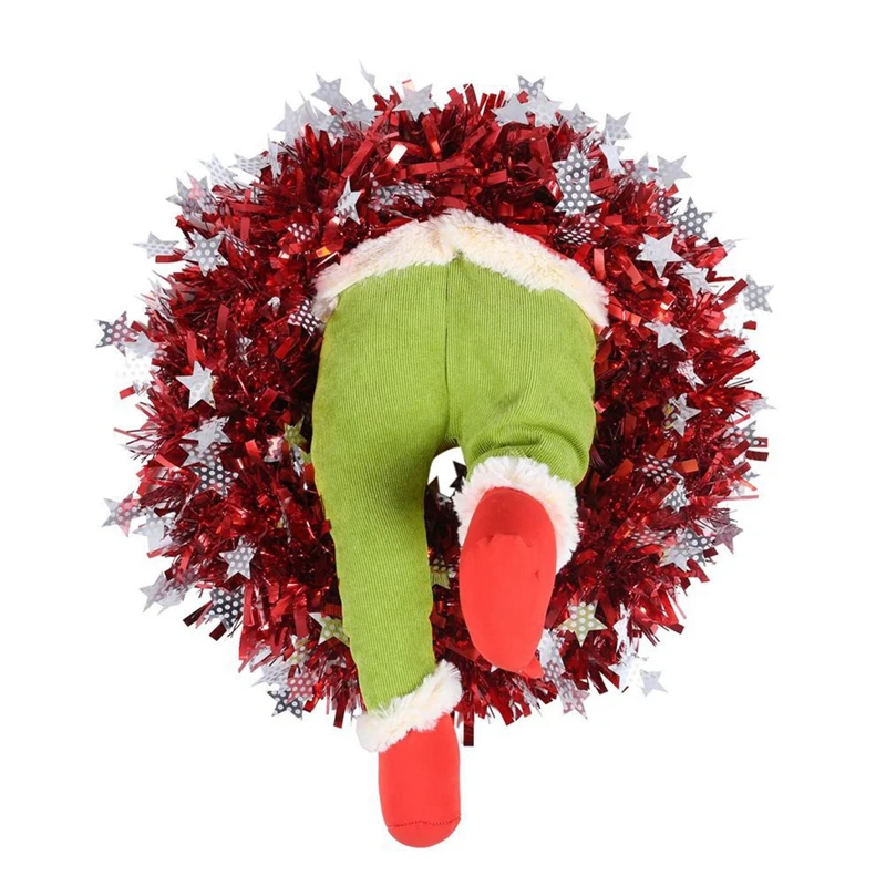 

Christmas Tree Decoration Grinch Green Prosthetic Leg Corduroy Door Decoration Santa Claus Elf Leg Christmas