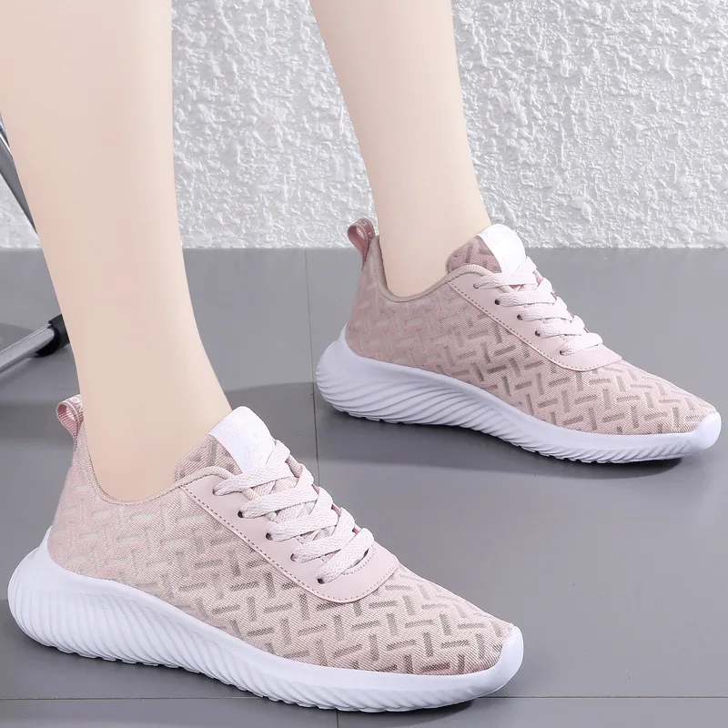 Loekeah Running Shoes For Women Lace-Up Fashion Casual Shoes Lightweight Mesh Breathable Sneaker Outdoor Jogging Footwear Tennis