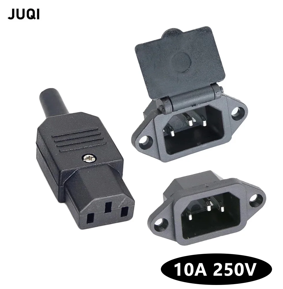Черная розетка для панели питания переменного тока CE IEC320 C13 C14, регулируемая розетка для электрической батареи, док-розетка 10 А 250 В