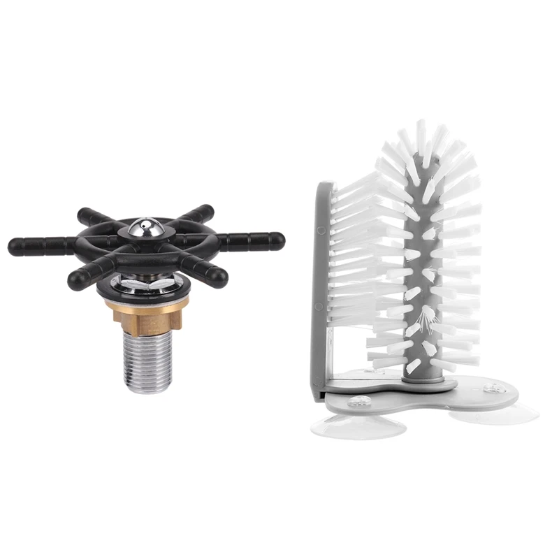 

1 Pcs Bar Beer Glass Steaming Pitcher Rinser, Rinser & 1 Pcs Sink Suction Cup Base Cleaning Bottle Glass Brush