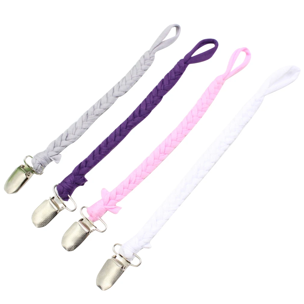 

4Pcs Baby Pacifier Clips Chain Dummy Clip Pacifier Holder Braided Nipple Soother Chain For Infant Baby Feeding stainless steel