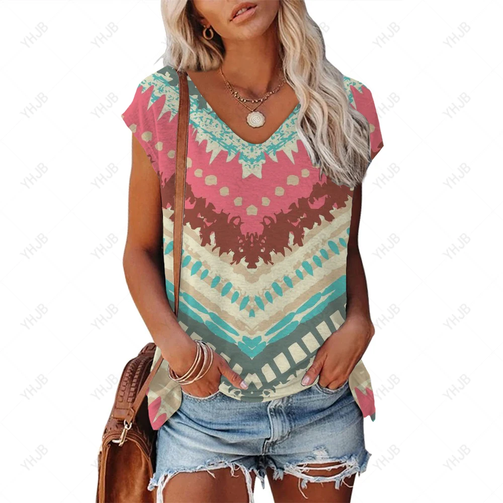 

Футболка женская оверсайз с коротким рукавом и V-образным вырезом