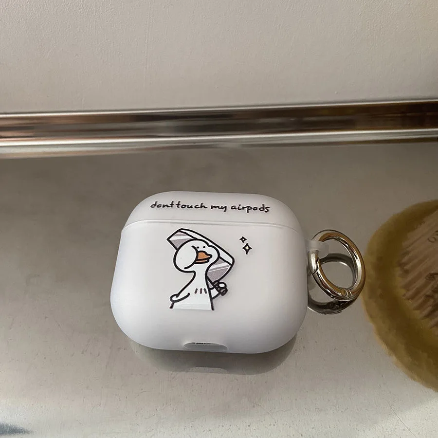 Чехол Cute Duck Do Not Touch My Airpods для 2 3 4 Pro чехол беспроводных наушников Gen Box забавный