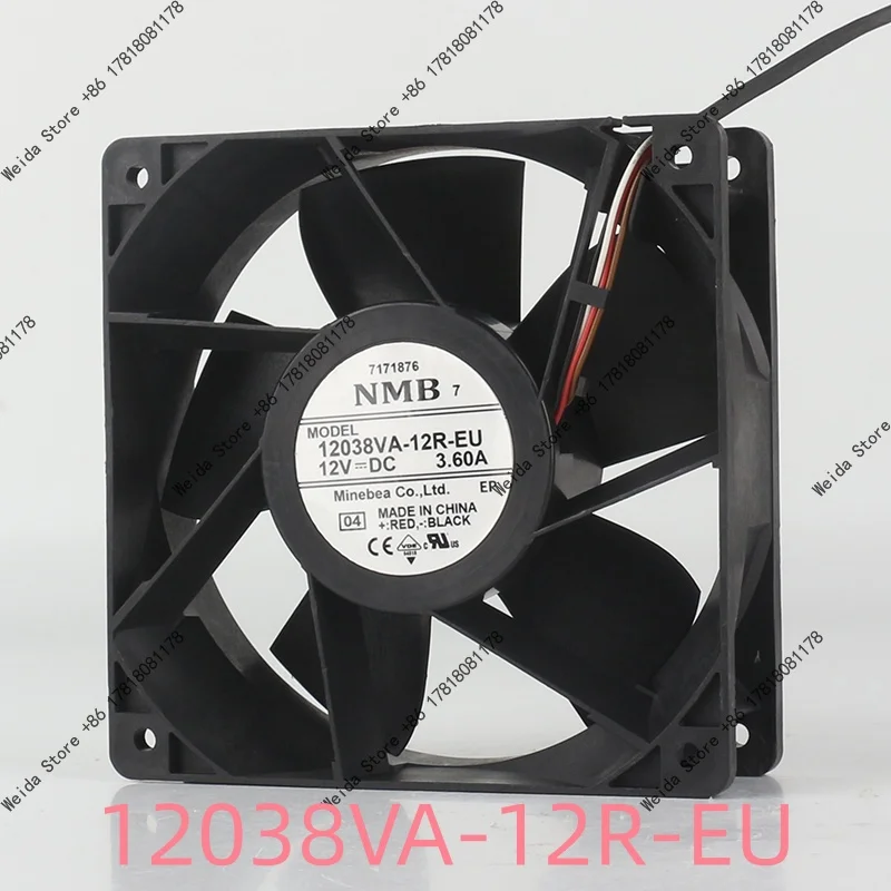 Фото Вентилятор NMB DC24V 12038VA-24R-EU 3.60A 12см для серверного корпуса, высокопроизводительный, четырехпроводной, с большим объемом воздушного потока №1