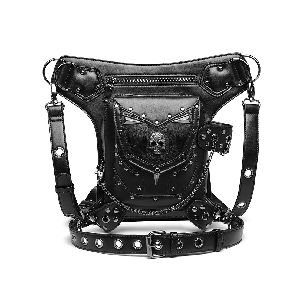 Women Steampunk Waist Leg Bag Men Victorian Leather Crossbody Bag Motorcycle Thigh Hip Belt Pack Skull Messenger Shoulder Bags