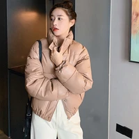pu leather short down coats women autumn winter new fashion stand collar thick coats casual commute all match solid color jacket