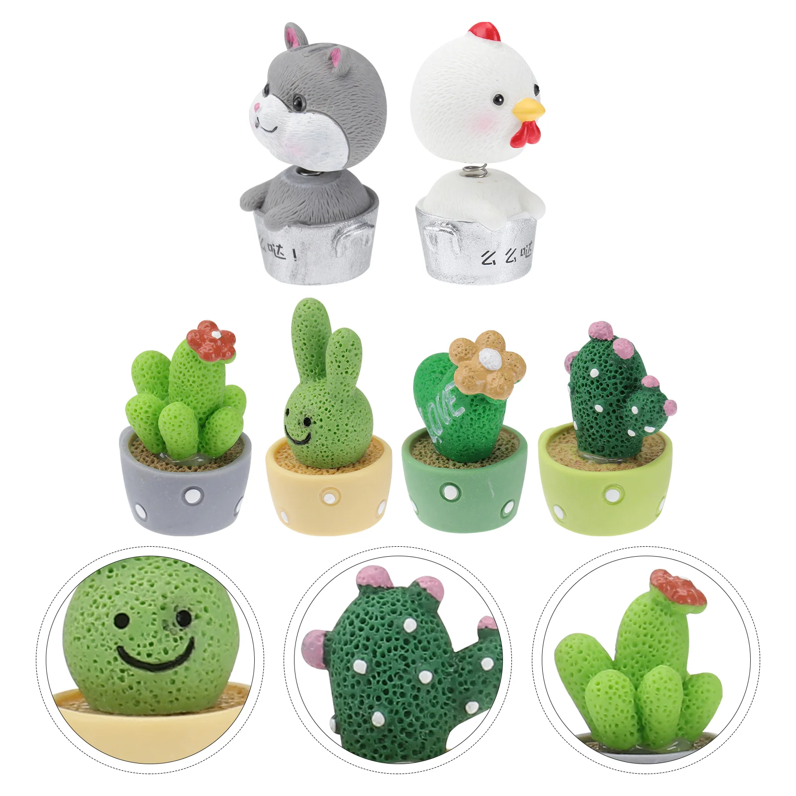 

6Pcs Resin Adornments Delicate Car Interior Decoration Desktop Ornament for Office