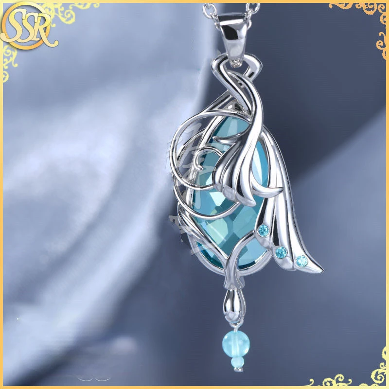 

For All Time Necklace Woman Anime Emerald Women's Necklaces Fashion simple Pendant Clavicle Chain Silver Color Alloy Collier