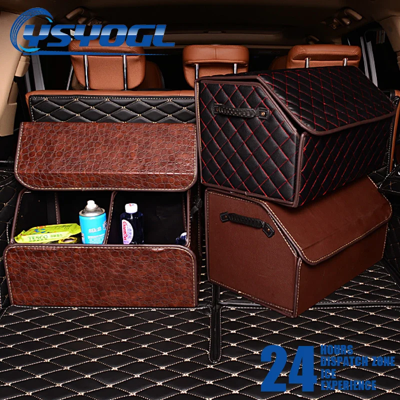 

Gintor PU Leather Car Trunk Sundries Storage Box Trunk Box Storage Bag Organizer Foldable Folding Cargo Storage Stowing Tidying