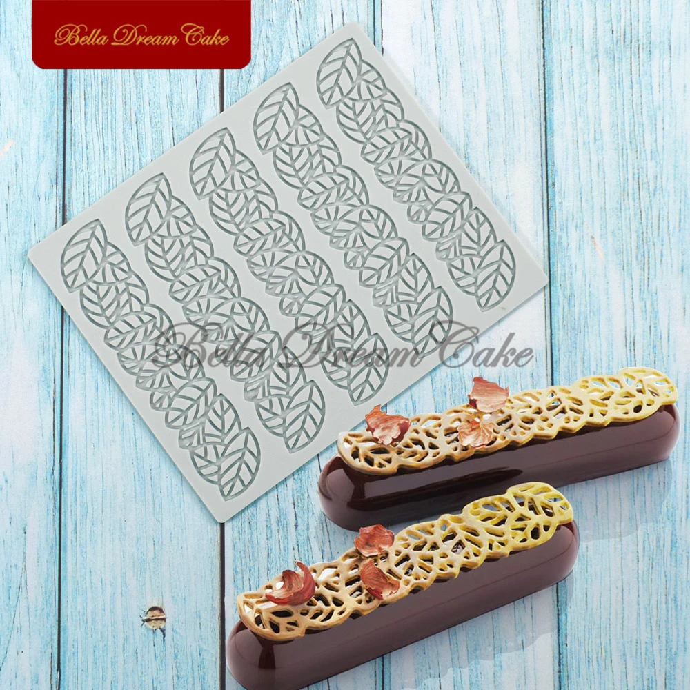 

Силиконовая кружевная подкладка в виде листьев длинного размера для украшения торта, форма для мастики, шоколада, сахара, глазировки, кухон...