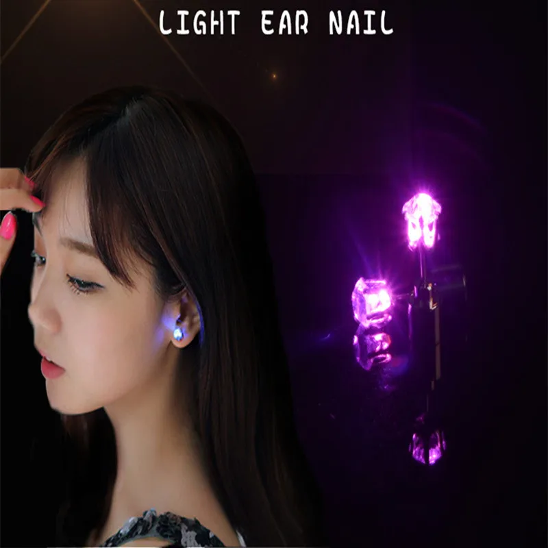 New Fashion Korean Diamond Led Light-emitting Earrings Bar KTV Nightclub Trend Luminous Flashing Earrings For Man Women Couples