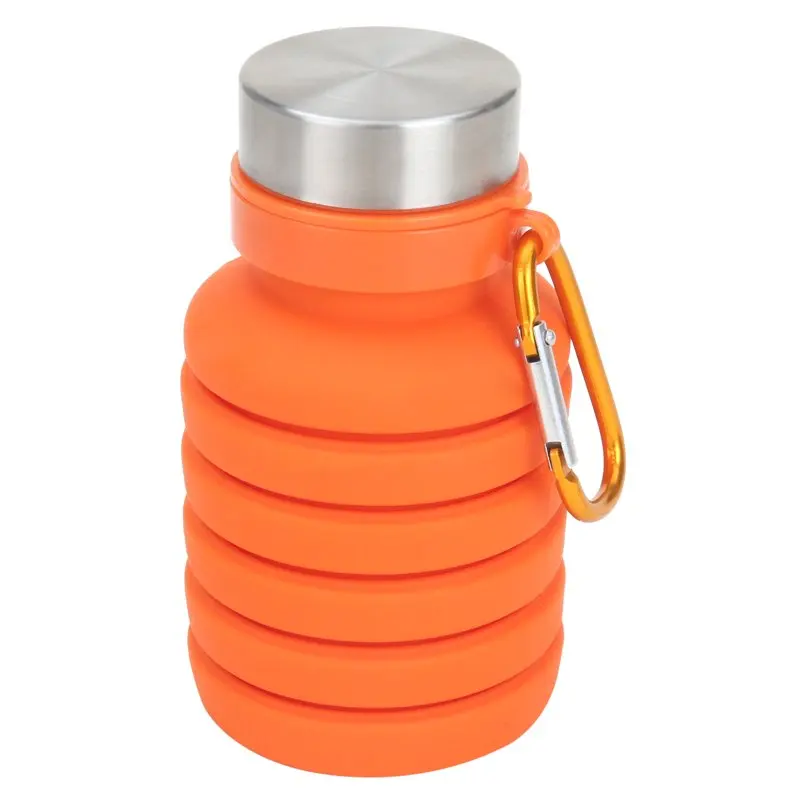 Ounce Collapsible Silicone Water Bottle with Carabiner Orange