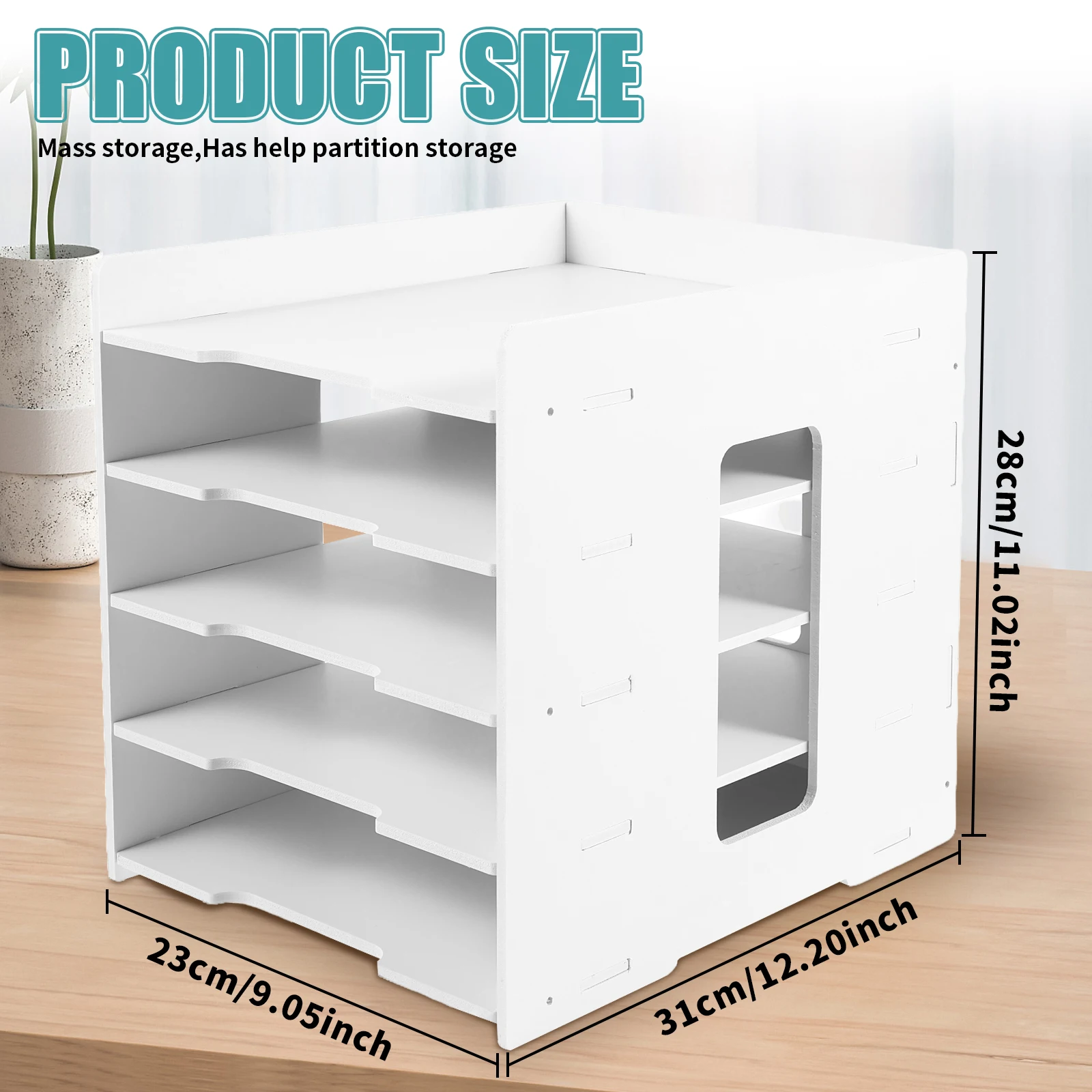 

5-ти ярусный настольный органайзер для бумаг ПВХ белый