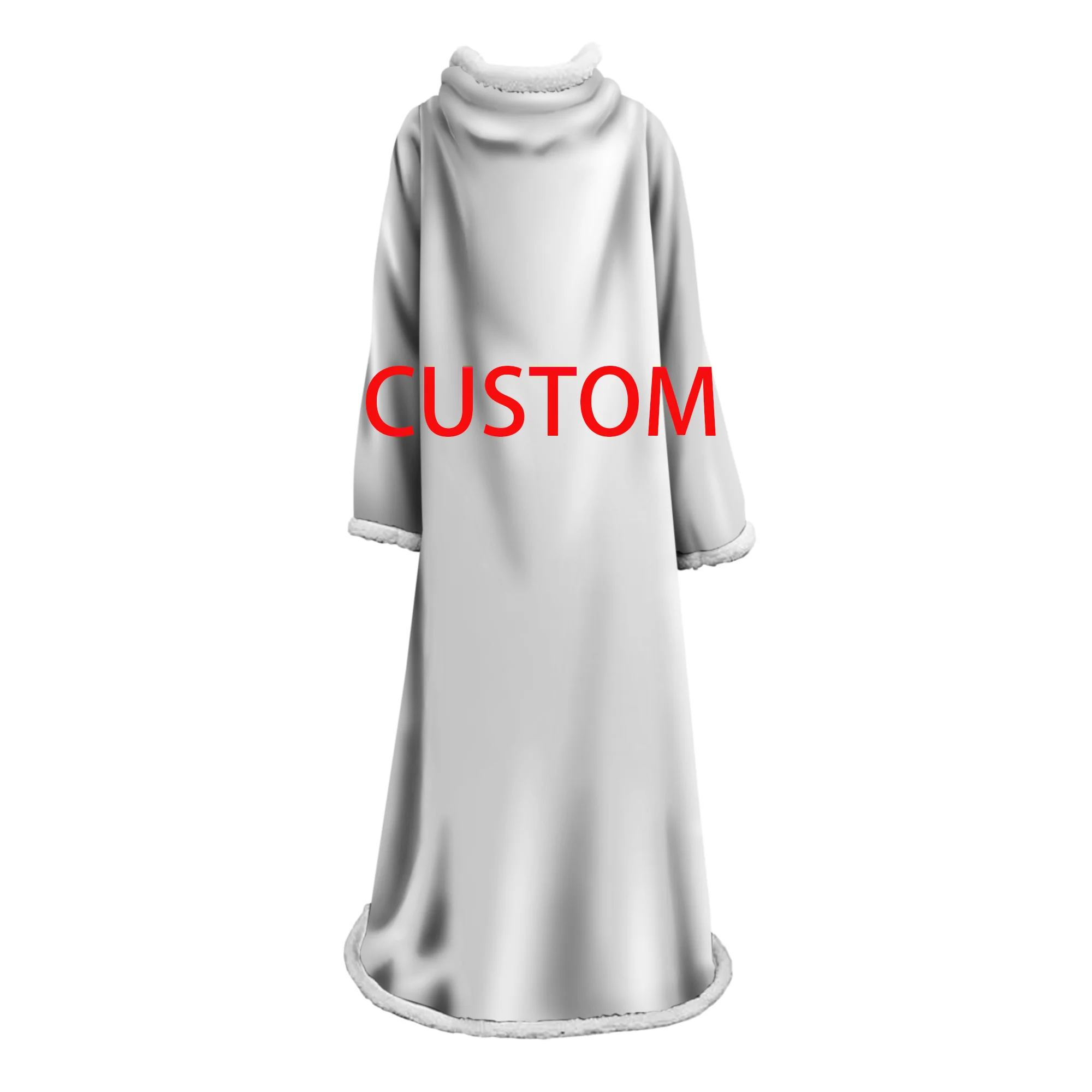 

Custom Wearable Blanket Super Long Blankets Personalized 3D Printed Adults Sherpa Fleece Wearable Blanket with Sleeves Bedspread