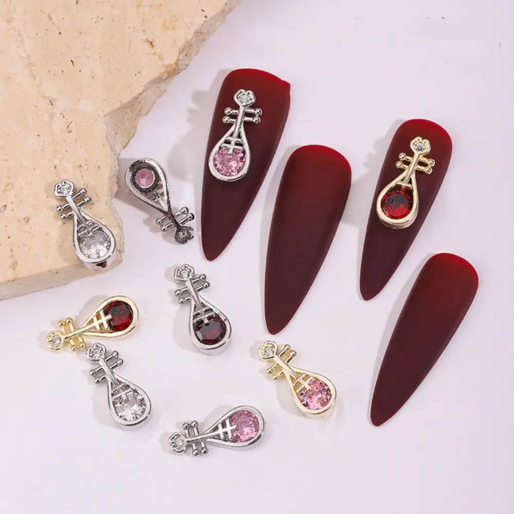 

5 Pieces 3D Luxury Pipa Alloy Pipa Nail Accessories Charm Ruby Jewelry Gemstone Alloy Nail Diamond DIY Nail Art Deco