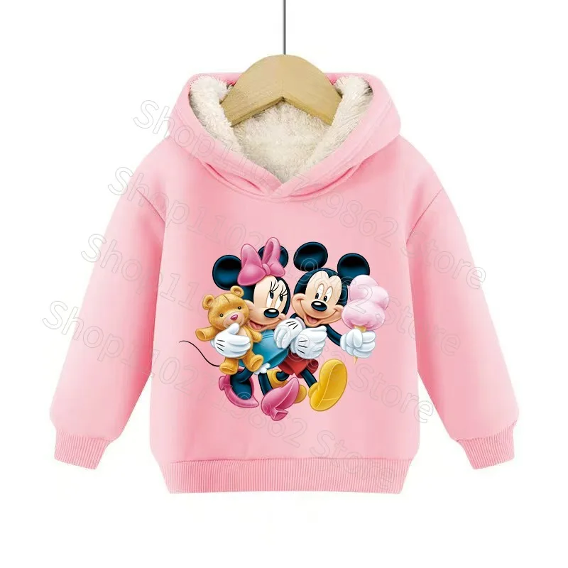 Детский свитшот с капюшоном Disney Минни и Микки Маусом зимняя одежда для девочек