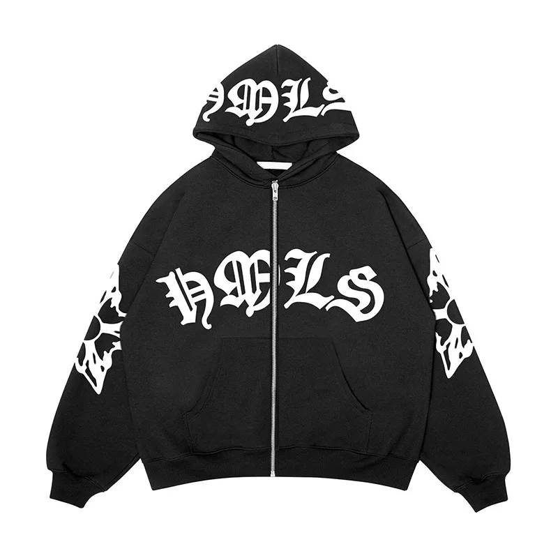 

Men Women Hoodies Sweatshirts Letter Printed Jacket Coat Plus Fleece Zip Cardigan Y2K Clothing Brand Hip Hop Streetwear