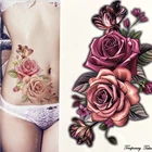1 шт. роза цветы Красота большой быстро Исчезающие тату по всему телу татуировка на руку, плечо Make Up Поддельные Временные татуировки наклейки Водонепроницаемый Для женщин