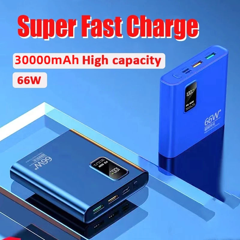 

30000mAh PD 66W Super Fast Charging Power Bank HD Digital Portable Charger External Battery for Apple iPhone Xiaomi Universal