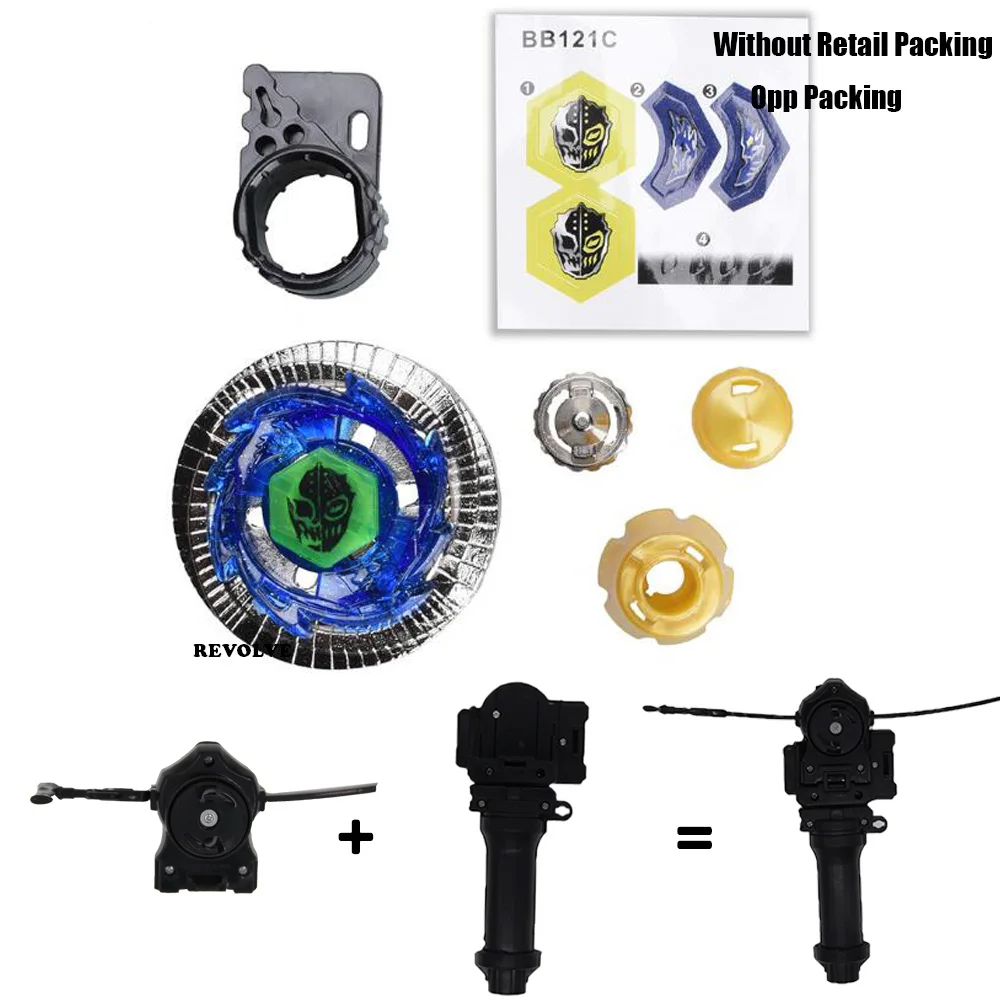 Фото Старые B-X TOUPIE BURST BEYBLADEs METAL FUSION BB-122 4D DIABLO NEMESIS X:D с рукояткой + черная тяговая леска №5