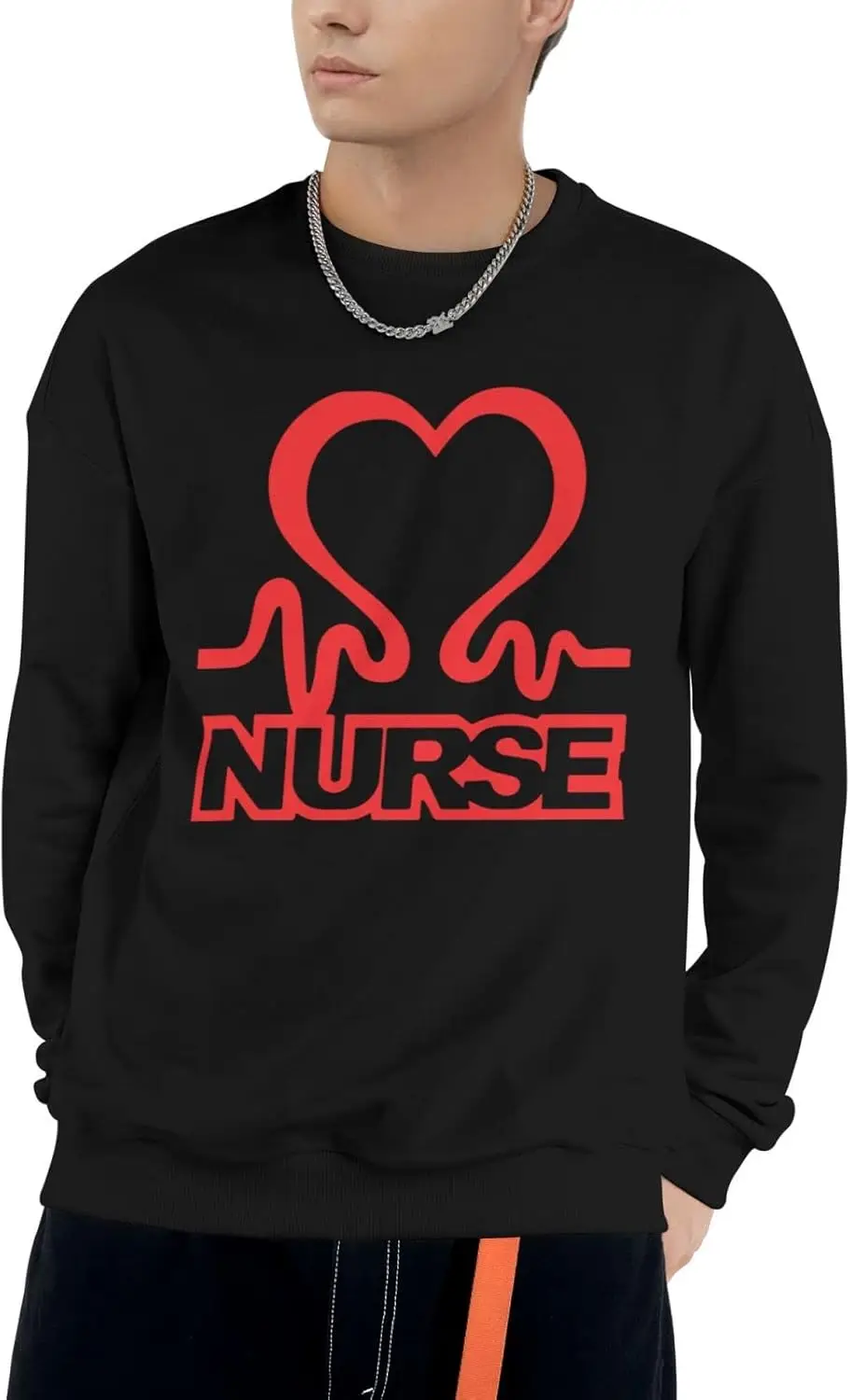 TEICCI Мужская и женская толстовка с круглым вырезом пуловер для медсестры Heartbeats