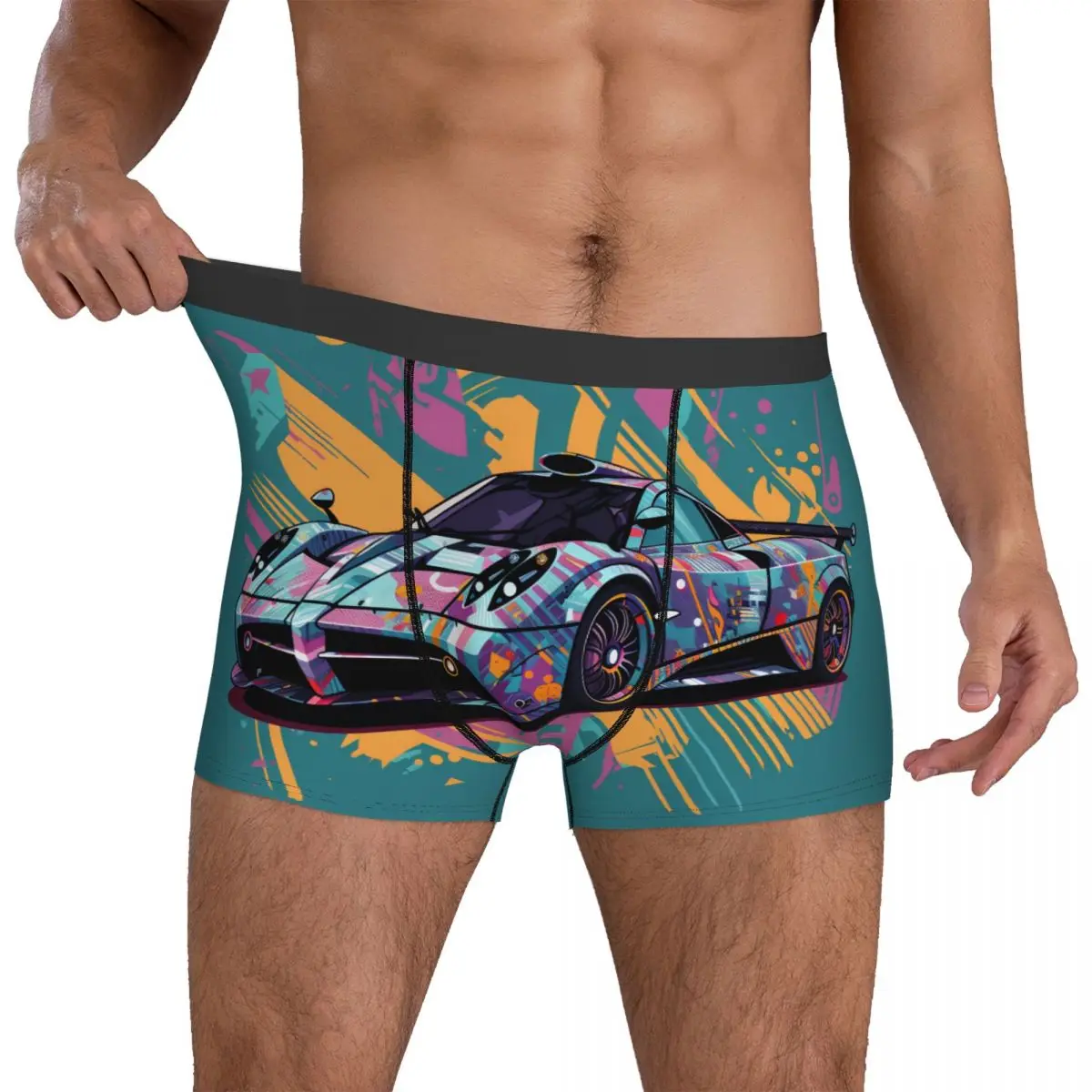 

Speed Sports Car Underwear Graffiti Simplified Form Printing Boxershorts Man Underpants Breathable Shorts Briefs Birthday Gift