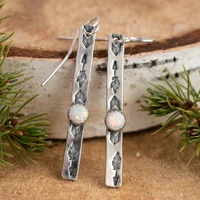 bohemia silver color womens dangle earrings opal pendant earrings for women female boho jewelry party fashion accessories