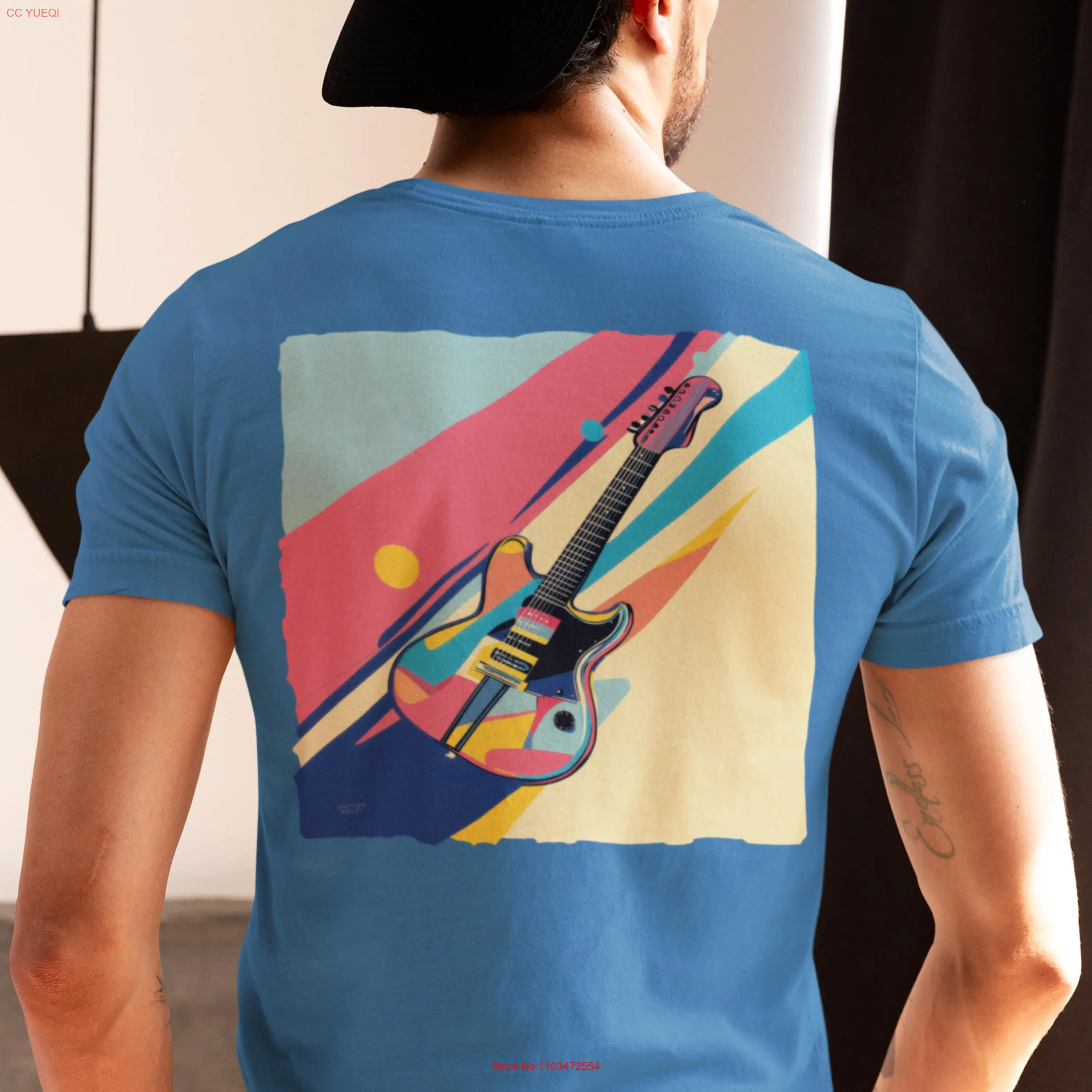 Pop Art Guitar Premium Cotton T-Shirt NoEnName_Null